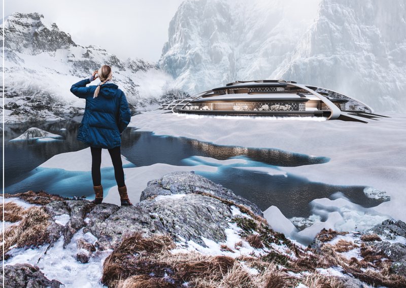Sustainable Glacier Retreat – A visionary urban oasis adapting to Arctic challenges.