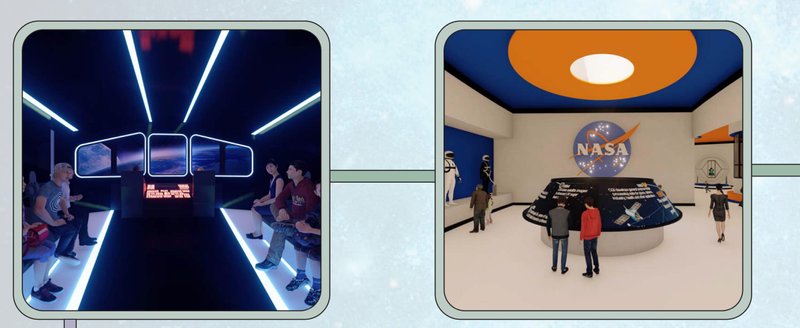 Rocket Simulator &amp; Space Training: Interactive exhibits preparing visitors for an astronaut journey.