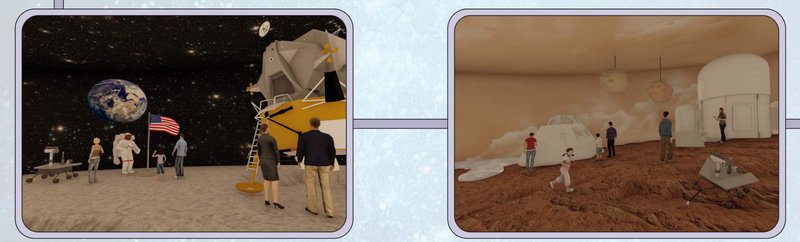 Moon &amp; Mars Exploration: Realistic depictions of space missions with immersive lunar and Martian environments.