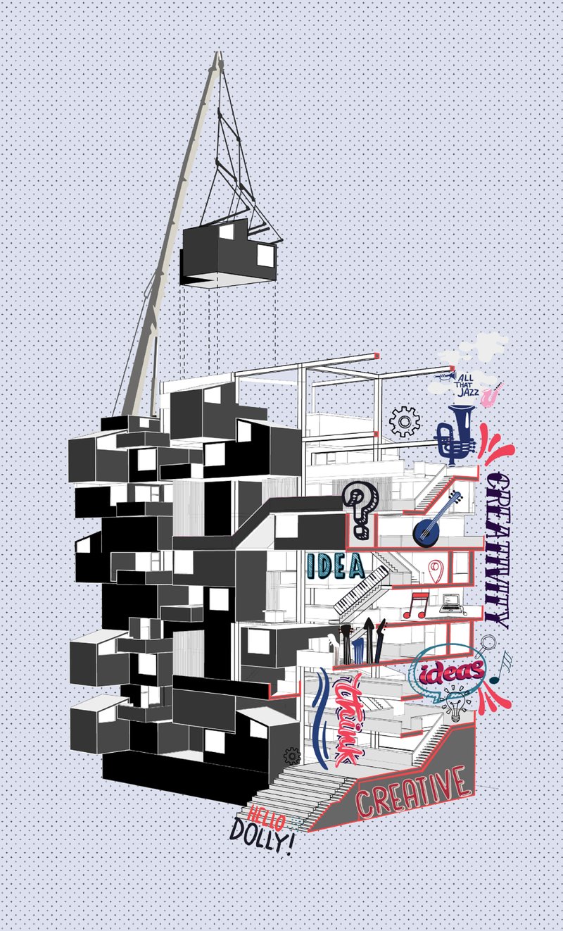 Creative Living – An innovative housing approach blending modular design with artistic expression and flexible spaces.