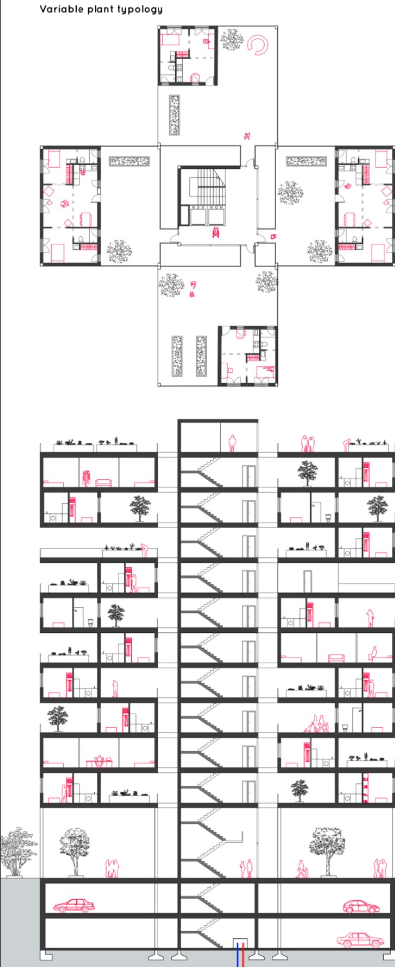Variable Plant Typology – Flexible housing layouts designed for diverse urban needs.