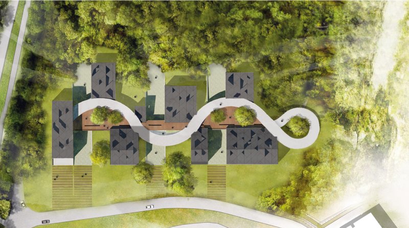 Organic master plan – A fluid architectural design that harmonizes with the surrounding forest ecosystem.