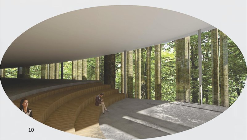 An ethereal façade blends modernity with organic surroundings, redefining spatial harmony.