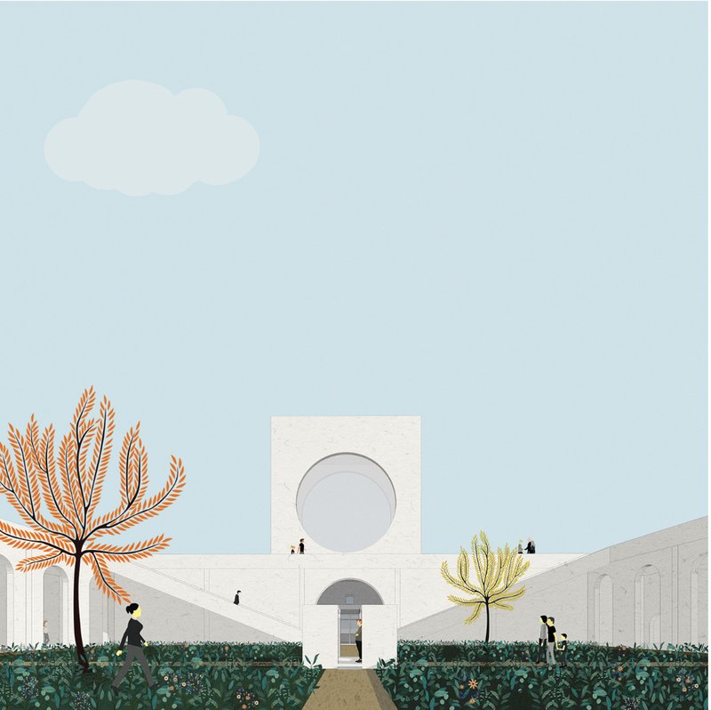 Remembrance Garden – A tranquil outdoor space blending architecture and nature for contemplation.