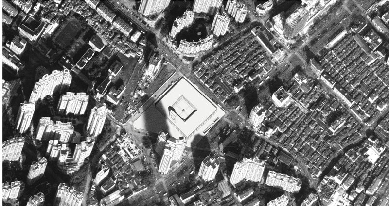 Aerial View of Necropolis – A visionary architectural design seamlessly integrated into the urban fabric.