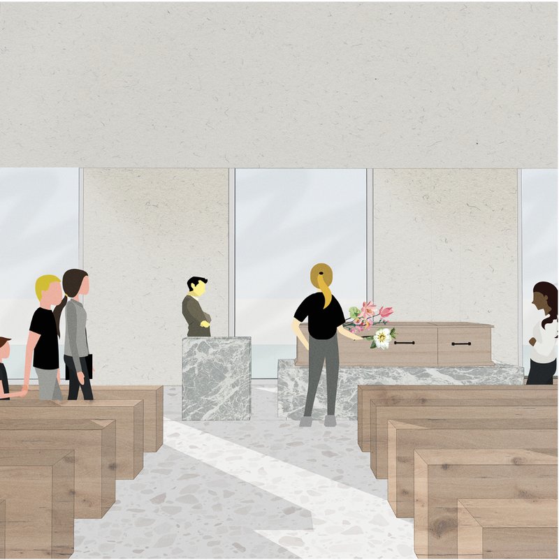 Funeral Ceremony Hall – A serene space designed for reflection and farewell rituals.
