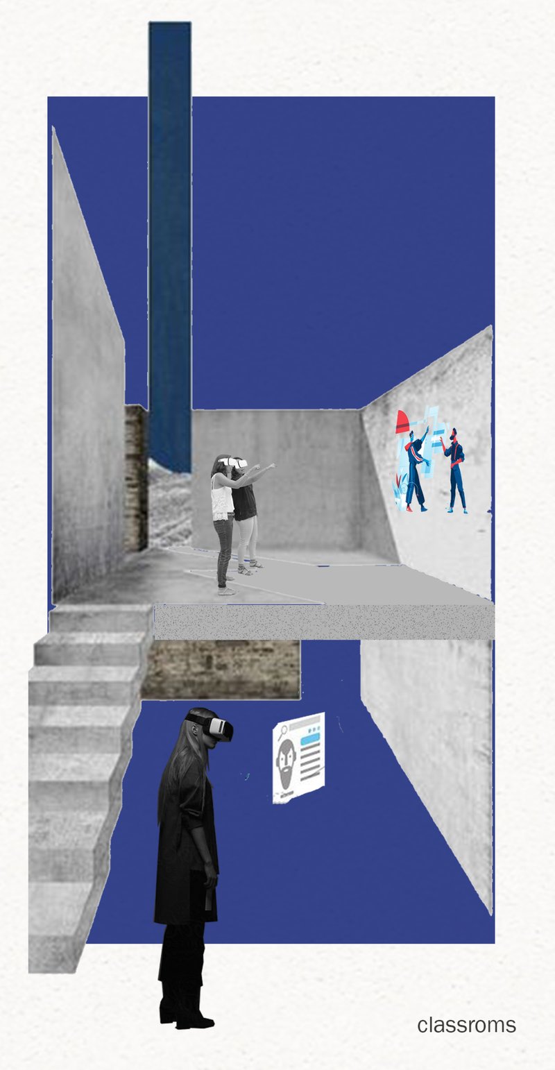 Immersive Learning Space – VR-equipped classrooms redefine scenography education.