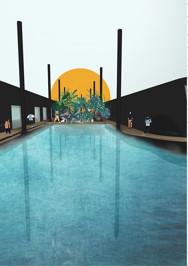 Green Courtyard Concept – A central ecological space enhancing indoor-outdoor learning experiences.