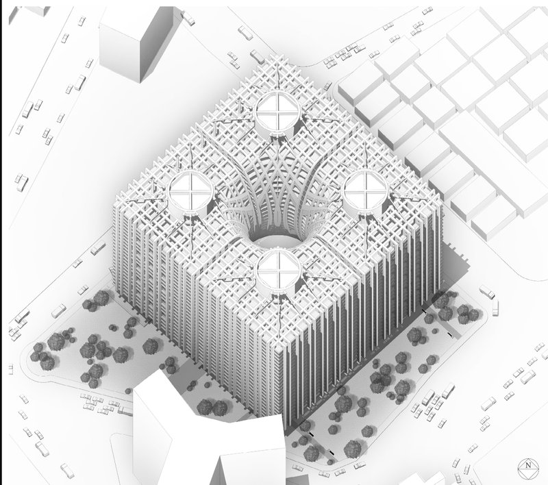 Aerial Perspective – A visionary look at the high-density, sustainable design of Hongkou Cemetery.