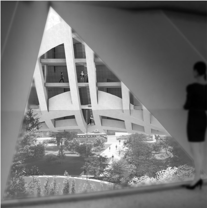 Framed Perspective – A striking view of the cemetery’s inner structure through geometric openings.