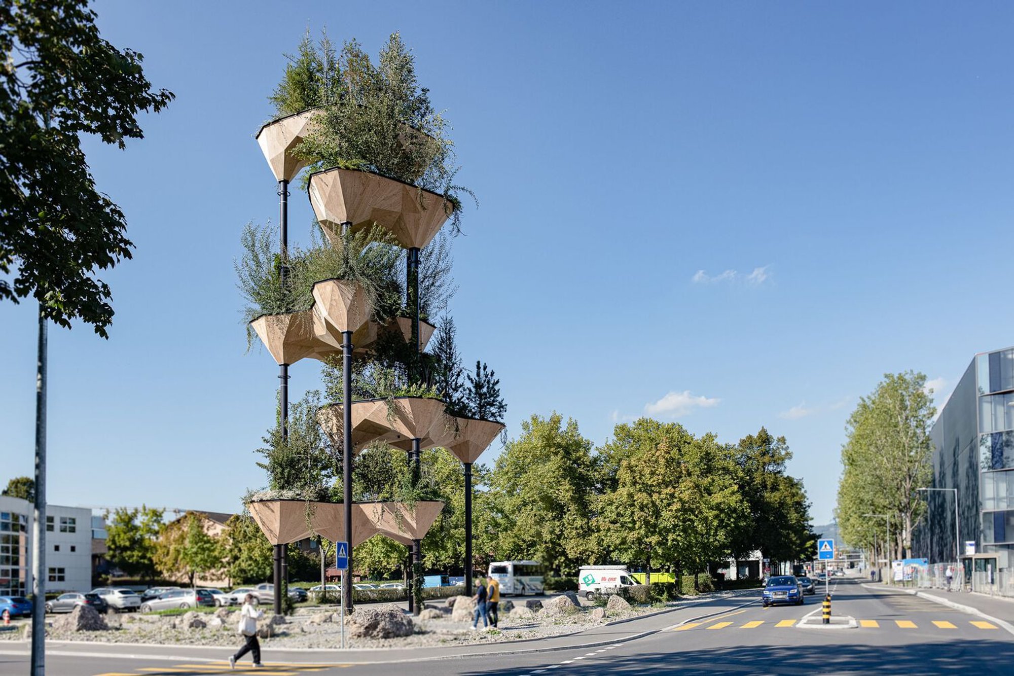 Semiramis Installation: AI-Driven Timber Pavilion in Tech Cluster Zug