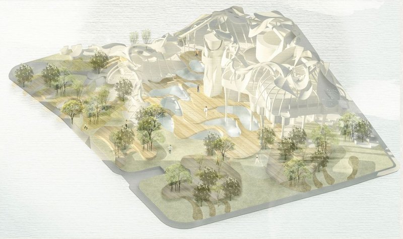 Futuristic Cemetery Concept – A sustainable urban burial space blending architecture with nature.