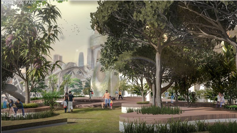 Exhibition Park – A vibrant, tree-filled sanctuary symbolizing the cycle of life and death.
