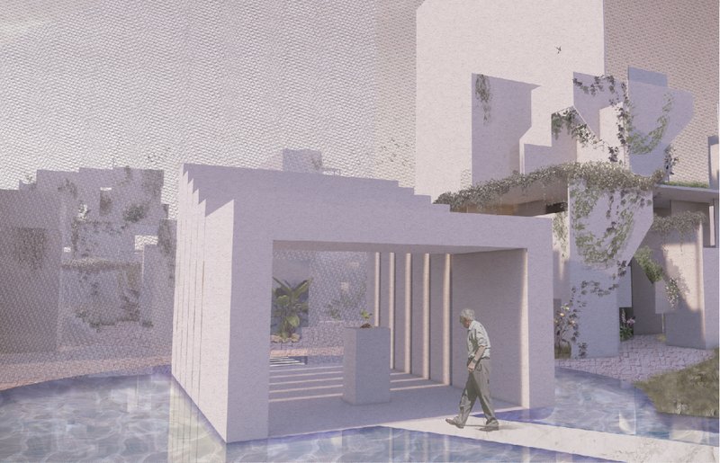 Reflective Memorial Pavilion – A tranquil space for remembrance, surrounded by water and light to symbolize the cycle of life.