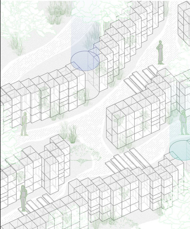 Conceptual Cemetery Layout – A modular memorial landscape blending nature and architecture for a sustainable burial space.