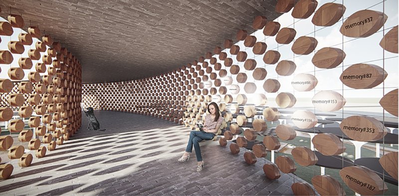 Memory Chamber – A contemplative space where personalized memory blocks commemorate lost loved ones.