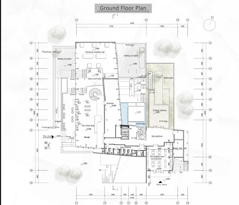 Ground floor plan highlighting multifunctional spaces and accessibility.