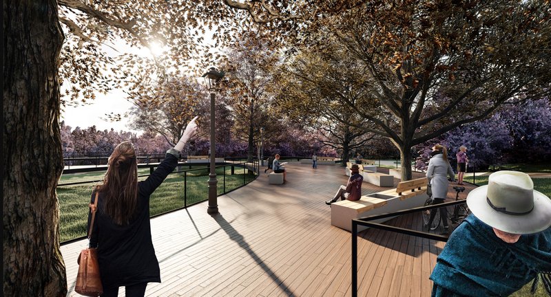 Floating walkways evolve with the seasons—transforming colors and moods year-round.