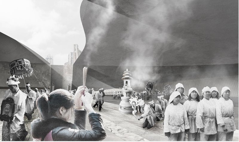 The dome becomes a civic stage for ancestral worship and community gathering.