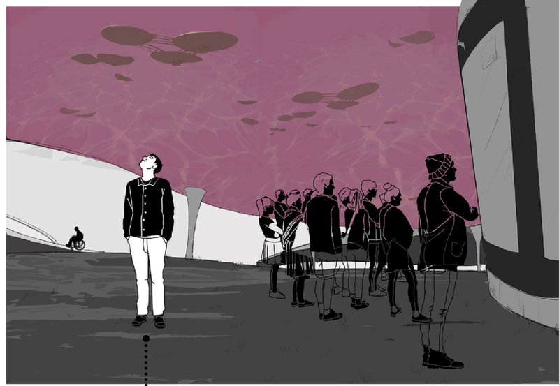 Visitors engage with immersive memorial installations beneath the saltwater canopy, blending ritual with reflection.