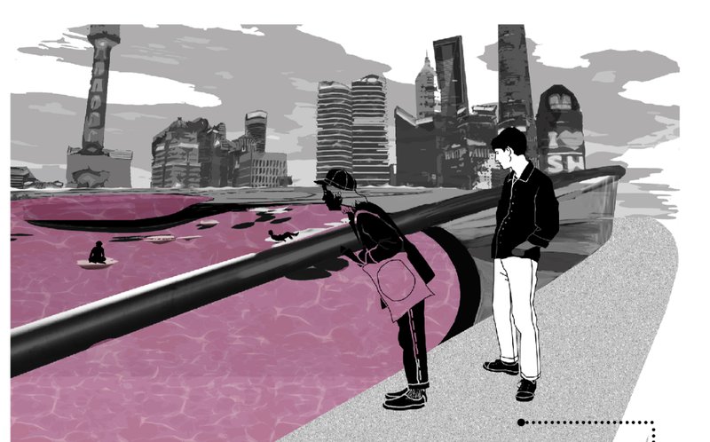 A serene urban horizon meets sacred water rituals—FU FU’s circular walkway symbolizes life’s ongoing journey.