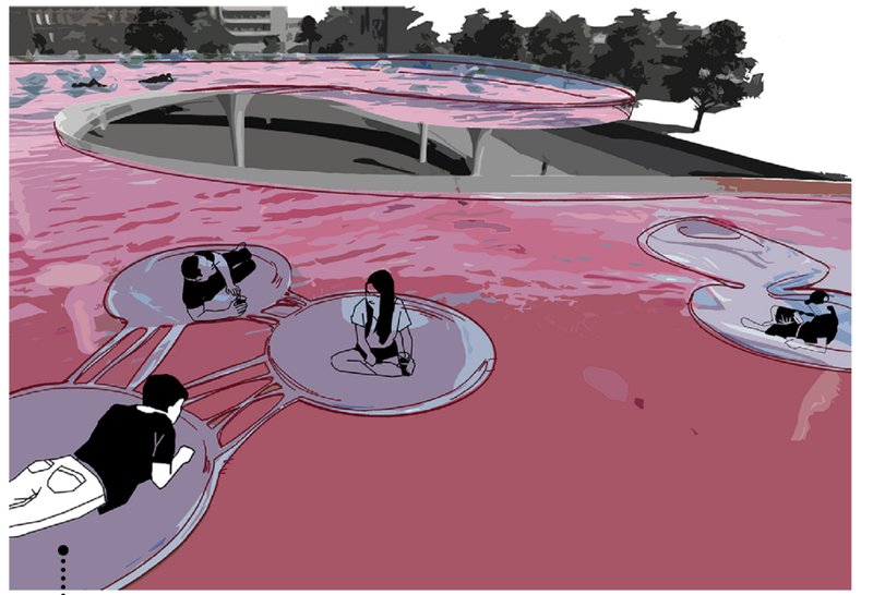 A network of floating pods invites quiet contemplation—redefining public interaction in innovative funeral architecture.