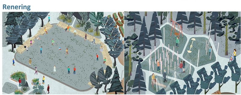 A sunken square and children’s play zone encourage shared outdoor activities and social interaction.