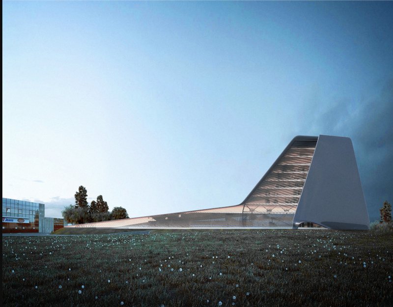 A bold architectural silhouette rises from the landscape, symbolizing the ascent to knowledge.