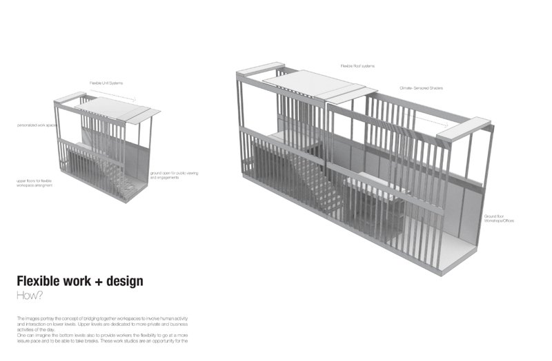 Modular units designed to adapt to evolving work patterns and public engagement.