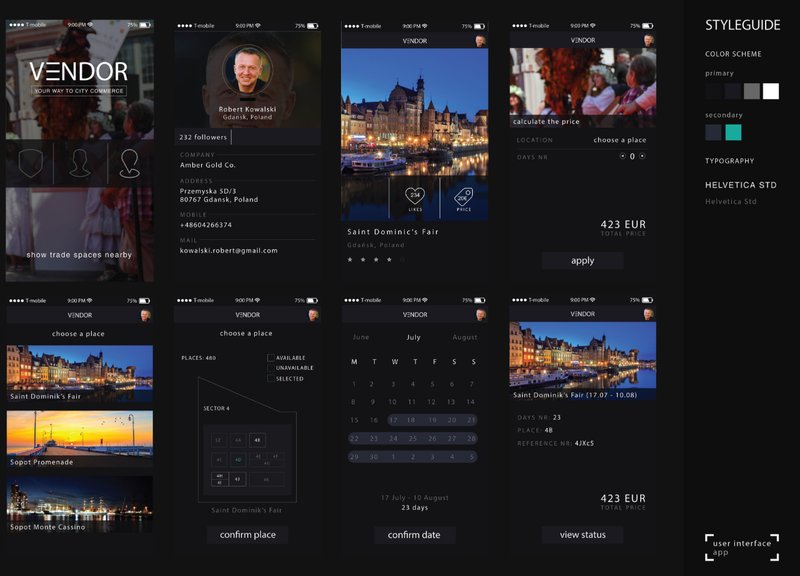A sleek mobile app connects vendors to trade spaces, licenses, and payments—bridging urban design with digital solutions.