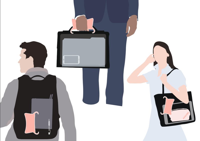 Easily carried on bags, briefcases, or totes for daily transit use.