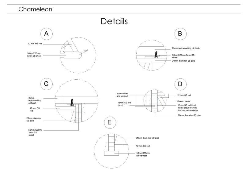 Highlighting material specifications and joinery details of the modular stool.