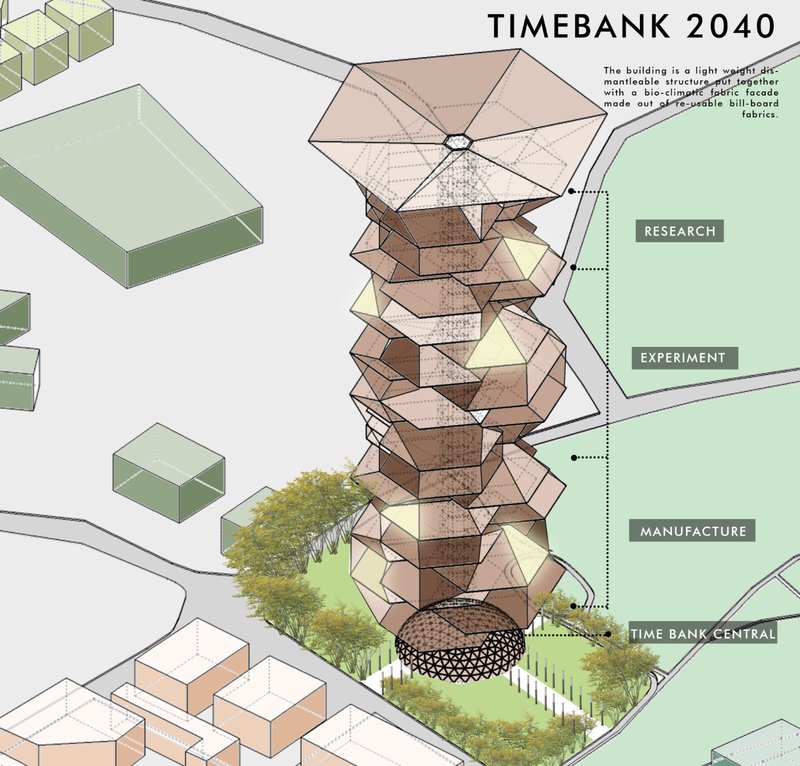 A bioclimatic vertical structure integrating sustainable systems and adaptive architectural design.