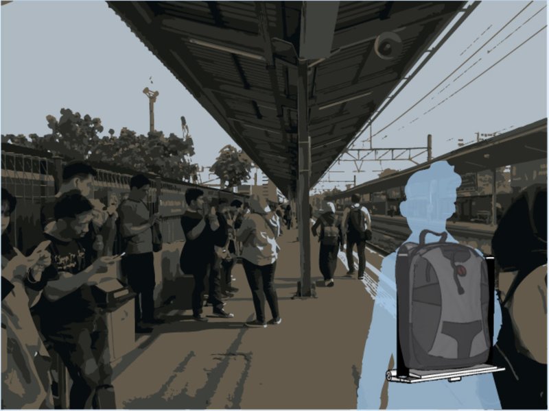 interACT unfolds into a perch seat, offering relief during long transit waits.