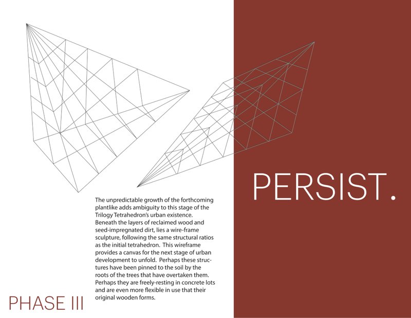 Wireframe tetrahedrons anchored by growth, symbolizing resilience and adaptive architecture.