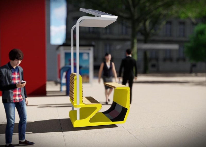 HEALi’O’ HEEL placed in an urban plaza, blending functionality with sustainable design.