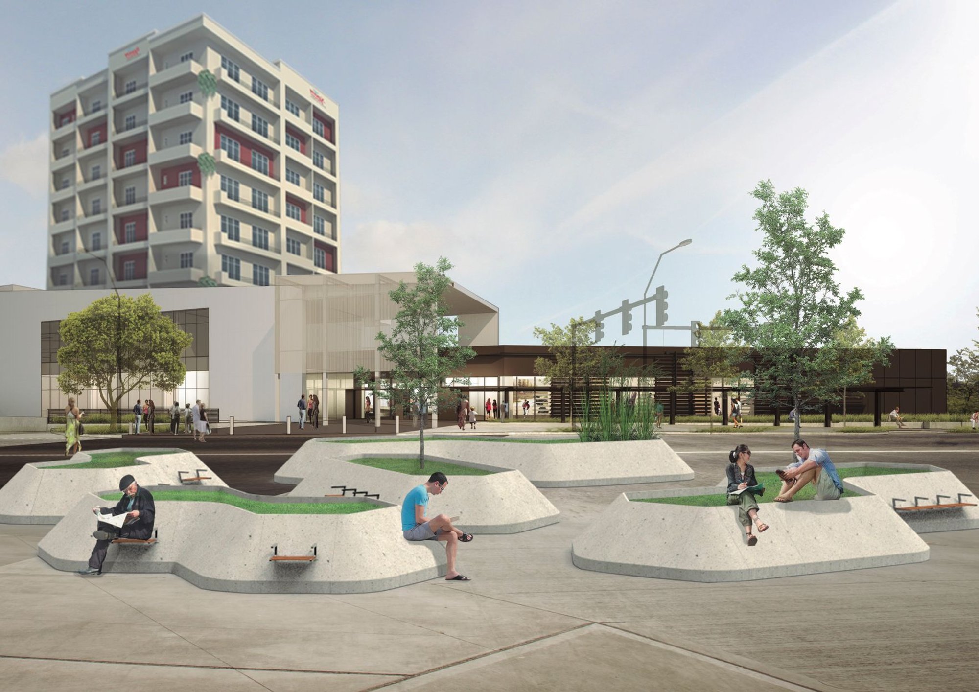NOR MOD: Modular Concrete Modules That Reconfigure Public Space Around Green Cores