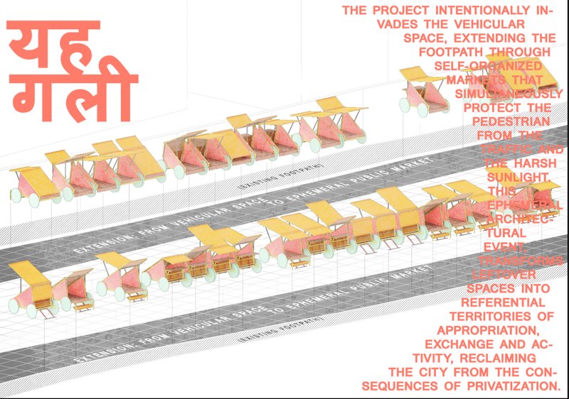 Cart-Home units extend footpaths into self-organized markets, reclaiming urban spaces for people.