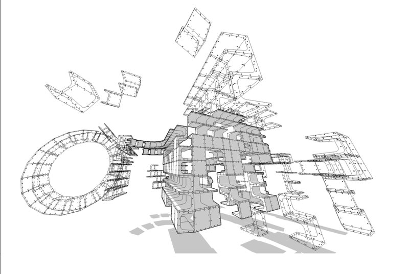 Modular assembly system designed to support adaptive urban architecture.