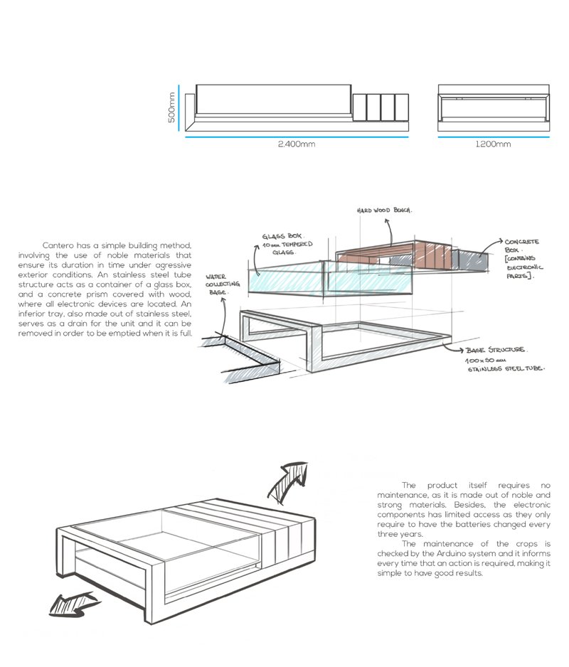 Structural details showcasing Cantero’s durable materials and simple, maintenance-free build.