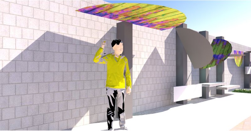 Vibrant canopy design offering shade and redefining the experience of city walls.