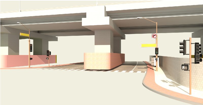 Flyover underbelly, a neglected space reimagined through urban intervention.