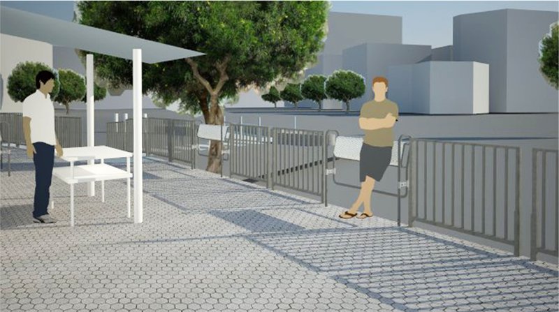 Proposed intervention showing users leaning and resting comfortably