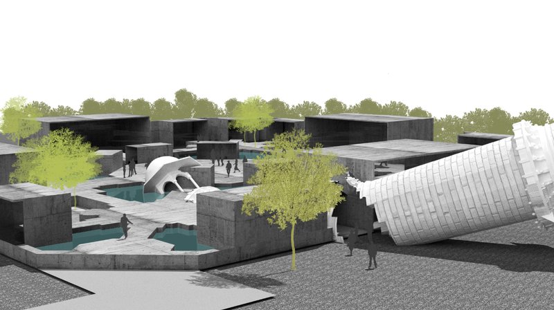 Ruins merge with reflective pools, redefining spatial rhythm and tactile experience.