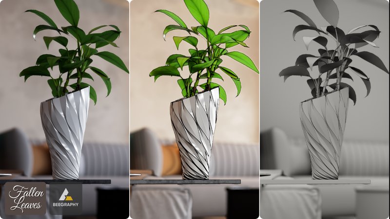 Render variations showing the vase’s transformation through parametric tuning and visualization layers.