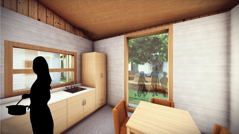 Open kitchen facing the courtyard—connecting indoor family activities with outdoor communal life.