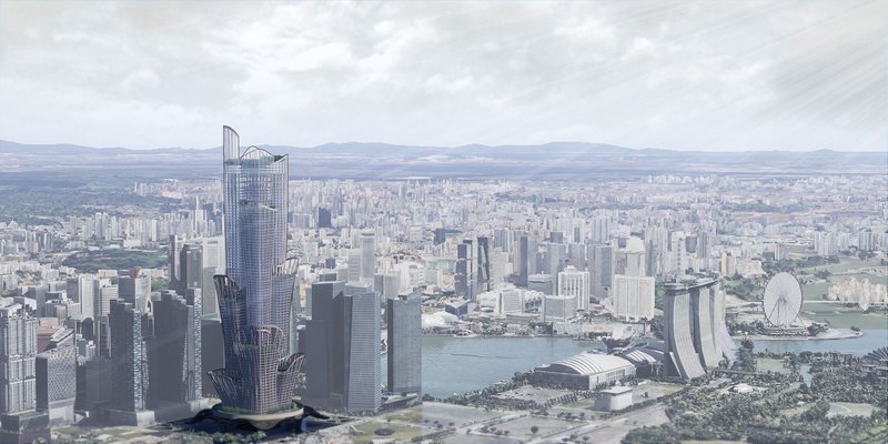 RainFlow Tower: sustainable skyscraper architecture for Singapore