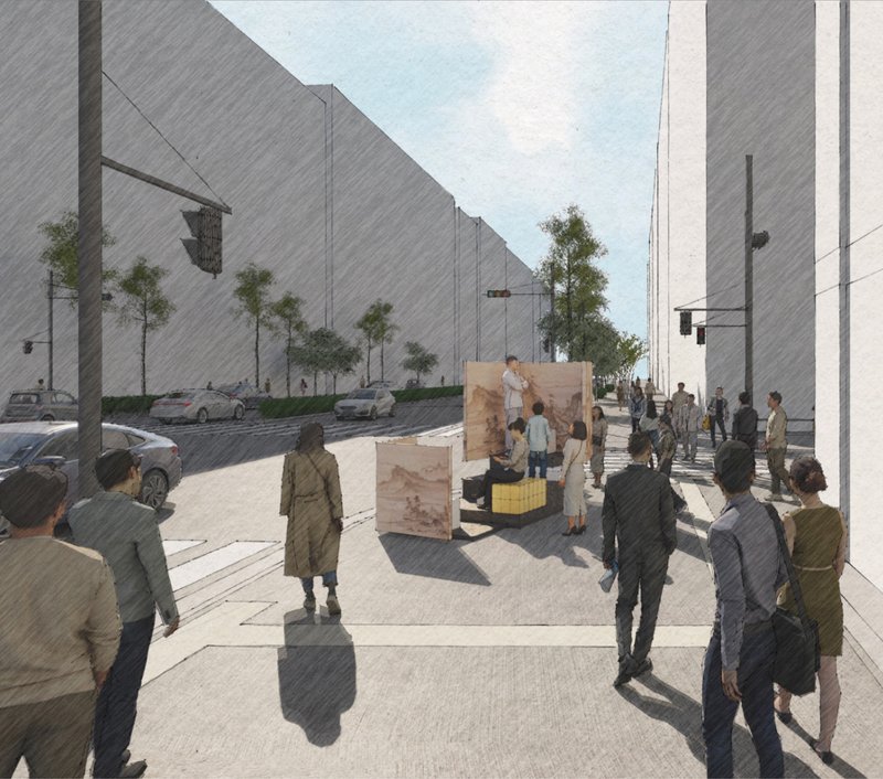 The vessel as a gathering space amid the rhythm of the city, inviting conversation and reflection.