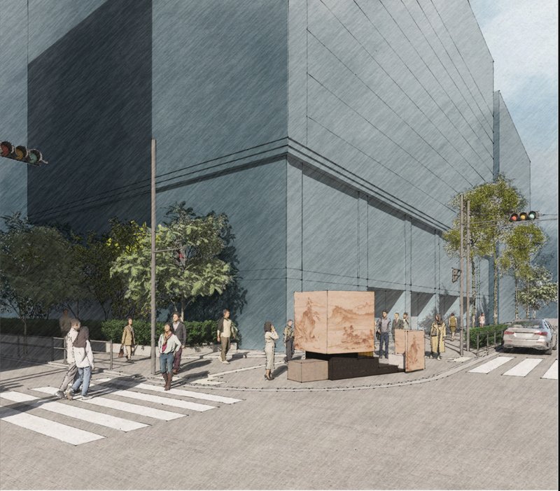 Side elevation revealing proportion, layering, and human scale within the urban façade.