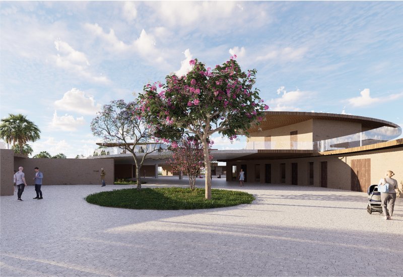 Sustainably designed courtyards merge green pockets and built spaces, promoting biodiversity and natural cooling.